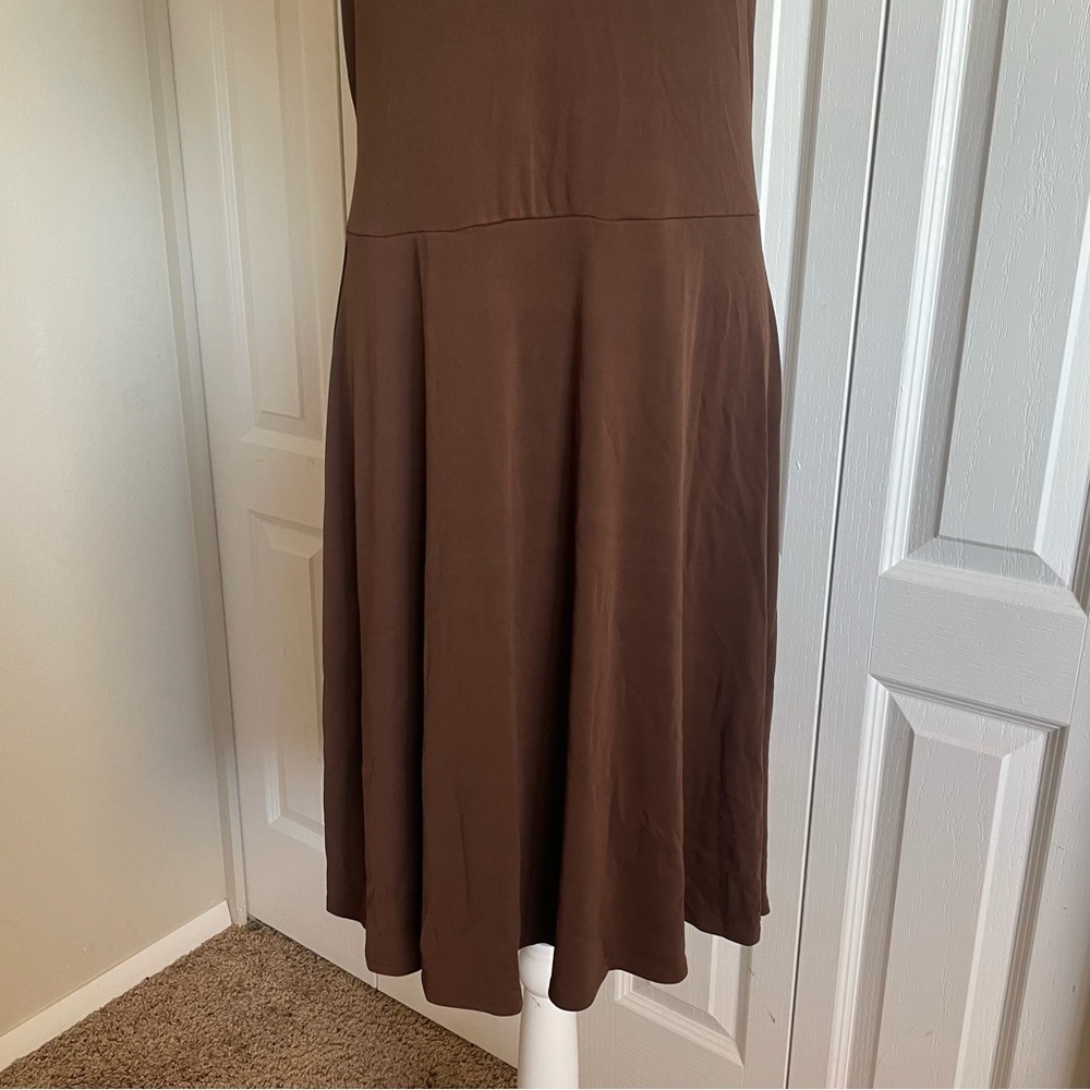 VTG Softwear by Mark Singer Halter Dress Womens M Brown Liquid Knit Chamonix USA - Picture 3 of 14